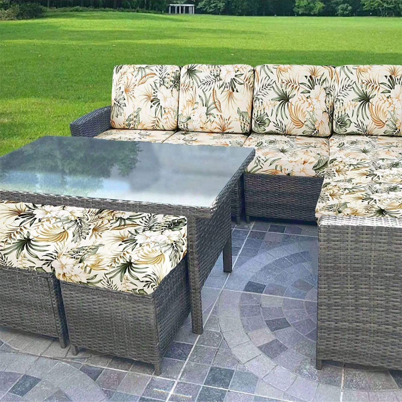 Outdoor Tropical Print Sofa Cu - огляд і ціна Home Office Or